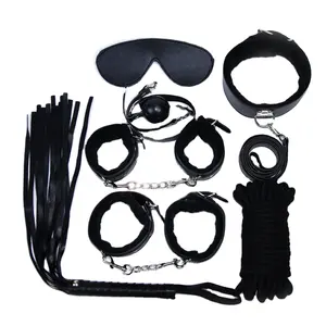 Plush PU Leather Tied Bundled Bdsm Bondage Costumes Adult Games 7 pieces /set Bondage kit