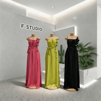 Robe de soirée élégante pour femme, sans dos, à bretelles, avec fleurs 3D, disponible en plusieurs couleurs, de haute qualité, fabriquée en usine.