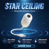 Lampe de nuit Galaxy 2 en 1 360 ° Projecteur LED USB Rotatif Mini HD Premium Ciel Étoilé Lampe d'Ambiance pour Plafond de Chambre et Voiture