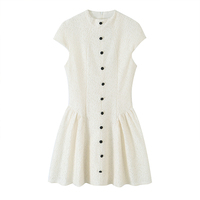 ZATRHMBM Nouvelle Robe Femme Printemps/Été 2026 Tendance, Col Montant, Bloc de Couleurs, Dentelle et Boutons, Style Rétro Décontracté et Élégant