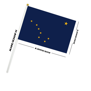 Custom Logo Alaska The Last Frontier Handheld Flag 14x21cm Small Waving <b>Banner</b> for Football and Soccer Games - Product Image 2