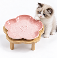 MoMoPaw Gamelle surélevée en céramique pour animaux de compagnie, forme fleur, écologique, solide, moderne, étanche, facile à nettoyer