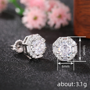Orecchini Pendenti Ottagonali Geometrici per Donne, Eleganti e Classici, con Zirconi in Lega, Gioielli alla Moda - Product Image 5