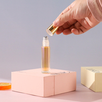 Flacon roll-on de luxe en verre de 10 ml, vide, pour huiles essentielles et parfums, avec bouchon doré, format voyage, emballage cosmétique, marque privée