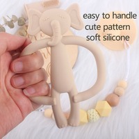 Coffret Cadeau de Jouets de Dentition en Silicone pour Bébé, Chaîne Attache-Sucette en Bois Étoile, Anneau de Dentition Doux Lapin Éléphant, Cadeau de Naissance pour Nouveau-né