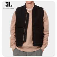 LARSUR Gilet de travail en toile personnalisé de canard lourd pour hommes Gilet cargo à doublure matelassée Gilet court sans manches Veste Streetwear Hiver