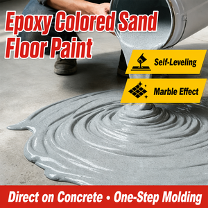 Peinture liquide autolissante époxy effet marbre brillant avec sable coloré, revêtement de sol durable pour usage domestique et garage, application au couteau - Product Image 3