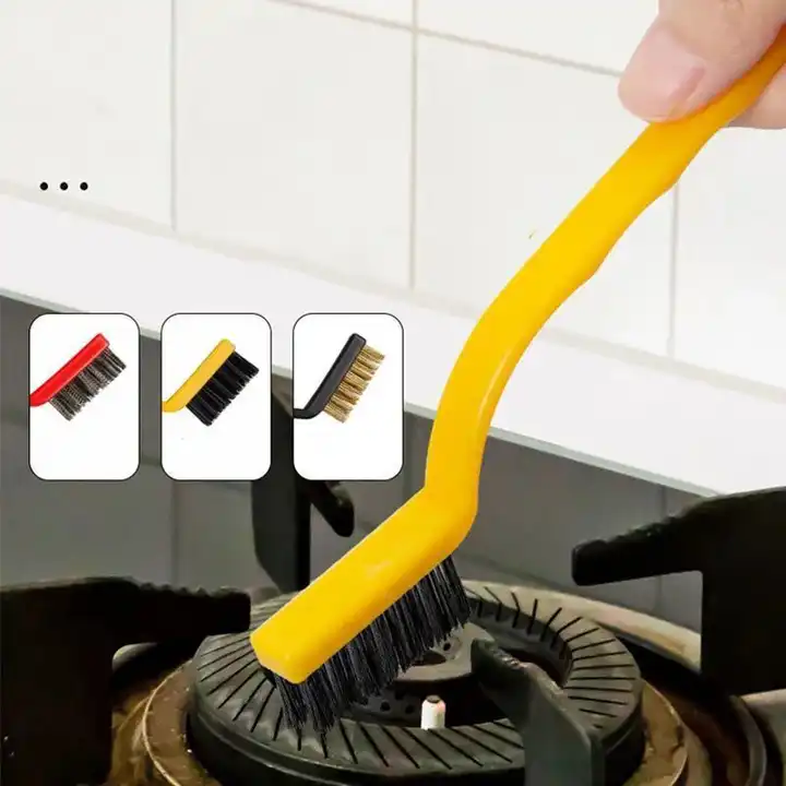Wholesale 3pcs gas stove cleaning brush cooktop hood cleaning brush home  kitchen dead-end stain removal cleaning kit wire brush