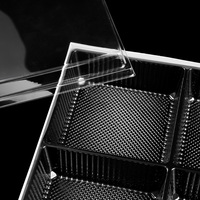 Boîte cadeau carrée en papier avec couvercle transparent en PET et plateau en PET à 4 compartiments, emballage alimentaire recyclable et sûr pour les macarons