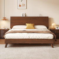 Lit double en bois massif de style nordique pour chambre principale, cadre de lit simple de style minimaliste en bois naturel pour petits appartements, fabriqué en Chine