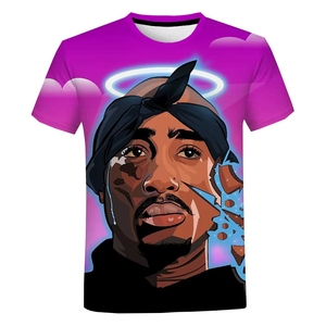 Usine personnalisée Instagram <span class=keywords><strong>rappeur</strong></span> 2pac 3d chemise hommes Hip Hop T-shirt imprimer <span class=keywords><strong>Tupac</strong></span> à manches courtes femmes toile Vintage impression motif - Product Image 4