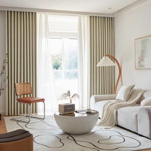 Tissu de rideau occultant complet Tissu de lin fin avec textile pongé Tissu de rideau en microfibre de lin 100% personnalisé - Product Image 1