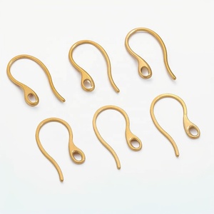 U Shape Pearl <b>Earring</b> <b>Hook</b> 21x12mm | 18K PVD Gold Plated Stainless Steel Ear Wire with Bottom Loop for DIY Jewelry Making - Product Image 1