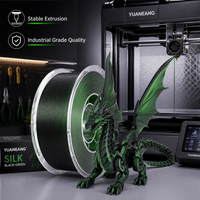 Filamen PLA Sutra Dua Warna Hitam Hijau 1.75mm Magic Two-tone Coextruded Filamen Printer 3D Berkilau 1kg Bahan Cetak FDM