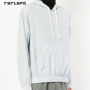Sweat à capuche décontracté blanc à fines rayures pour homme, en coton respirant et taille élastique, design léger, idéal pour les commandes en gros - Product Image 1