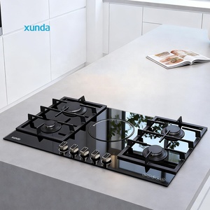 Table de cuisson combinée multifonction Xunda pour cuisine domestique, encastrable, électrique et gaz, 90 cm, avec 4 brûleurs gaz et 1 plaque <span class=keywords><strong>vitrocéramique</strong></span> - Product Image 1