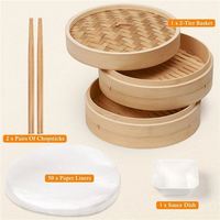 Vaporera de Bolas de Masa Hecha a Mano, 2 Niveles, Mini Dim Sum para Bodas, Vaporeras de Bambú Cuadradas Apilables, Cesta Happy Home