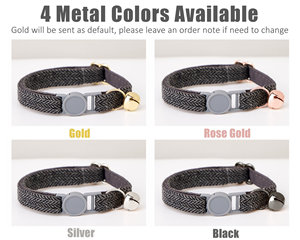 Ensemble de noeud papillon chat en tissu tweed gris Breakaway, personnaliser l'étiquette de nom de boucle gravée, cadeau de collier de chaton de sécurité pour homme femme - Product Image 6