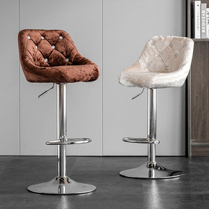 Bar <strong>Chair</strong> Height Adjustable Lift <strong>Tall</strong> Back Cheap Luxury Modern Home Furniture Swivel Metal Velvet Kitchen High Stool Bar <strong>Chairs</strong> - Product Image 2
