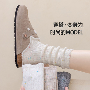 New Spring/Autumn Women's <b>Socks</b>, Japanese Style, Retro Color, Mid-Calf <b>Socks</b>, Dotted Wool Yarn Mid-Calf <b>Socks</b>, Thick <b>Fleece</b> - Product Image 2