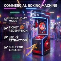 Machine de boxe commerciale avec lumières LED dynamiques, équipement d'arcade à récompenses par tickets pour centres de jeux
