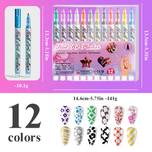 Marqueur pour nail art 12 couleurs, pointe fine 0,5 mm, stylo unique, pour graffiti DIY, liner, dessin et rayures, pour salon de manucure - Product Image 5