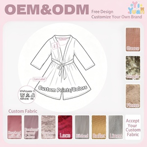 Vestaglie Lunghe in Seta Latte con Stampe Personalizzate per Donne, Abiti Floreali <span class=keywords><strong>Premaman</strong></span>, Coperte per Neonati, Set Fascia per Capelli, Pigiami per Adulti con Cintura - Product Image 2