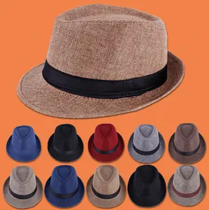 2023 vente en gros style britannique lin chapeau formel en plein air soleil chapeau de paille parasol chapeaux pour hommes