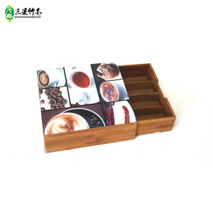 Caja de almacenamiento creativa de bambú con compartimentos para frutos secos, bolsitas de té multifuncionales y almacenamiento de aperitivos, venta al por mayor. - Product Image 4
