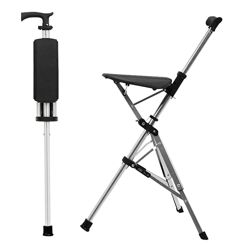 Factory production cane non-slip lightweight four-legged crutches stool crutches chair dual-use crutches