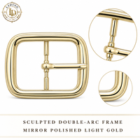 Boucle de ceinture carrée minimaliste à griffes 42x38mm, finition miroir, or clair, pour ceintures en cuir, vente en gros