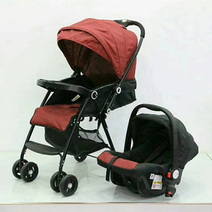 Poussette classique 3-en-1 pour bébé landau pliable avec siège à roues EVA inclus - Product Image 2