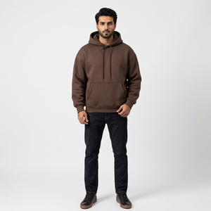 Pull à capuche d'automne pour hommes, logo personnalisé brodé, vendeur de sweats à capuche en polyester uni et en coton avec impression de gouttes - Product Image 1