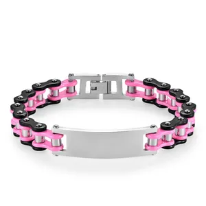 GOLDIX Bracelet chaîne de vélo unisexe géométrique plaqué or Style punk Chaînes de moto en acier inoxydable Hip Hop Couples pour hommes - Product Image 4
