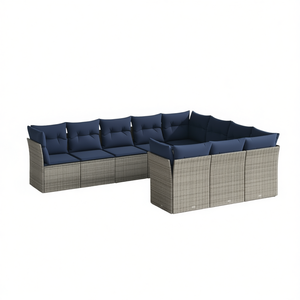 Ensemble de canapés de patio en polyrotin gris avec coussins, canapé de jardin extérieur au design contemporain - Product Image 1