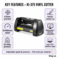 Traceur de découpe de vinyle de bureau KI-375A avec moteur USB Signmaster pour la création d'autocollants, de décalcomanies et de signalétique par transfert thermique