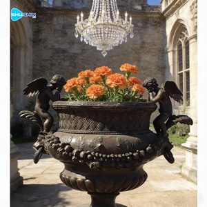 Statue de vase d'ange en bronze antique sur mesure grandeur nature pour la décoration de jardin et de maison en extérieur - Product Image 4