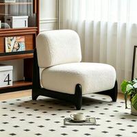 Chaise longue moderne avec structure en contreplaqué de bois massif de qualité E0 et revêtement en laine d'agneau, fauteuil inclinable de haute qualité pour salon