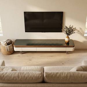 <span class=keywords><strong>Credenza</strong></span> Extra-Lunga per Intrattenimento 220cm, Pannello in Legno Finitura Noce Scuro, Arredamento Essenziale per Home Theater - Product Image 1