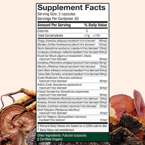 LIFEWORTH Herbal Aid Immune Support Supplement <strong>Capsules</strong> Lion's Mane Reishi <strong>Chaga</strong> Cordyceps Turkey Tail Species Blend for Adults - Product Image 3