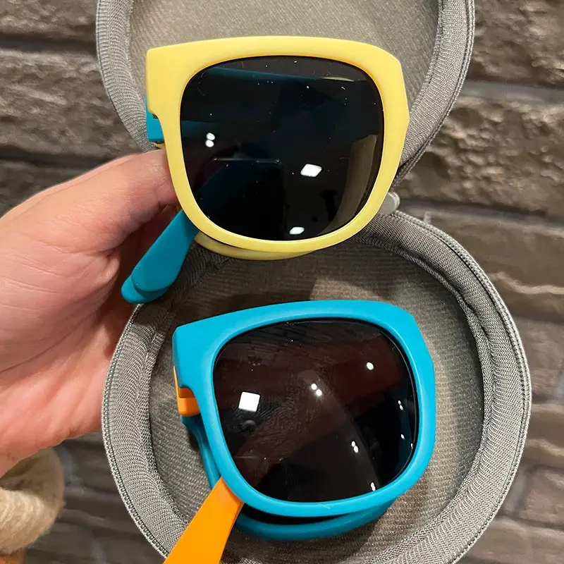 Fabrik Großhandel Kinder Multi color faltbare flexible Sonnenbrille Modische quadratische Form polarisierte Sonnenbrille