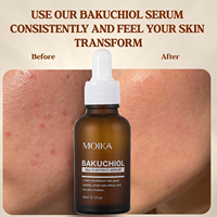 Sérum au Bakuchiol MOIKA 30 ml pour le visage, alternative naturelle au rétinol, anti-âge et éclaircissant avec une pénétration de +86,92 %, marque privée