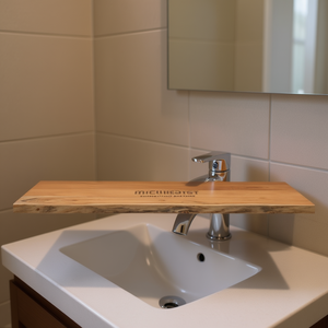 Encimera de baño de madera de acacia con acabado natural, rectangular, de madera maciza para tocadores de baño - Product Image 2