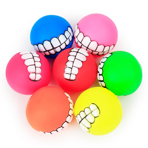 Funny Durable Eco-Friendly <b>Dog</b> Toy Smile Rubber <b>Ball</b> with Squeaky Feature for Interactive Training - Product Image 3