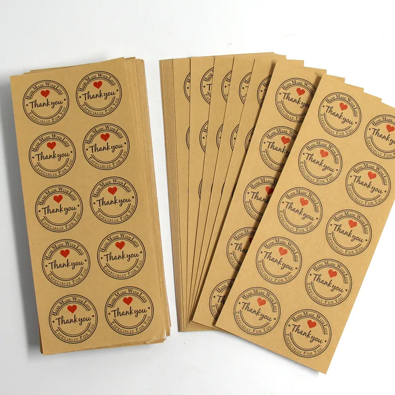 Wholesales Custom Thank You Envelope Kraft Paper Christmas Gift Adhesive Sealing Sticker Printing Labels