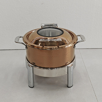 Réchaud de buffet en acier inoxydable 304, chauffe-plat commercial isolé pour la restauration, avec couvercle hydraulique et finition martelée