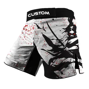 Mma Shorts China Custom Wholesale Design Your Own With Slits China 100% Polyester Fabric For Men Sublimation Printed UFC MMA Fighting Shorts