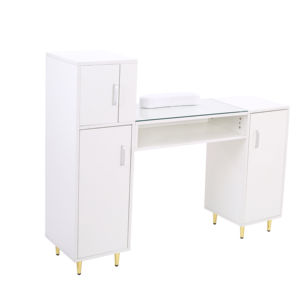 Table de manucure pour techniciennes, plateau en verre, repose-poignet, poste de travail de beauté pour <span class=keywords><strong>salon</strong></span>, résistant à l'acétone, moderne, pour <span class=keywords><strong>salon</strong></span> de beauté - Product Image 1