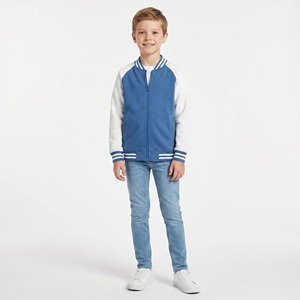 Veste de baseball varsity pour garçons, veste bomber rayée bleue et blanche pour enfants, fermeture éclair, manches raglan en coton, manteau pour <span class=keywords><strong>enfant</strong></span>, tout-petit, sport, décontracté - Product Image 1
