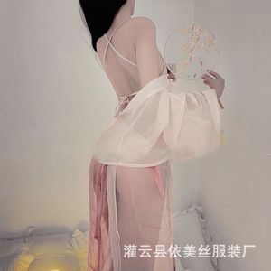 Lencería sexy Manyu, uniforme de estilo antiguo, camisón de malla apasionante, conjunto de faja para juegos de rol Hanfu - Product Image 4